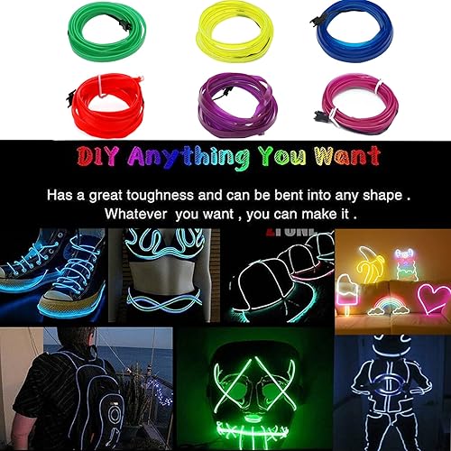 Miniatura 7 de JAIZAIWJ Tira de luces LED de cable USB EL, para interiores de automóvil, 9.8ft10 pies, 5 V, luces de alambre de neón automático con borde de