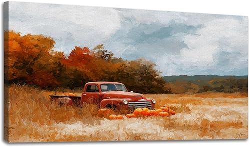 Miniatura 23 de 24"x 48" Fall Canvas Wall Art Highland Cow Rustic Vintage Forest Landscape Farmhouse Autumn Framed Pictures Painting Print Large Wall Art for Living