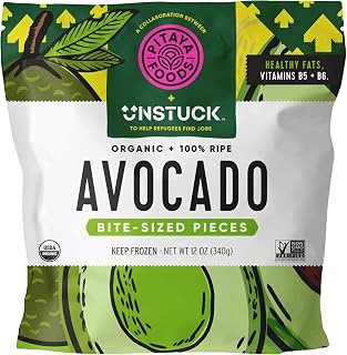 Pitaya Foods Organic Frozen Avocado Bites - Bite-Sized Pieces, 100% Pure Fruit, No Sugar Added, Vitamin B5 & Fiber Rich, 12oz 8-Pack Vegan Non-GMO