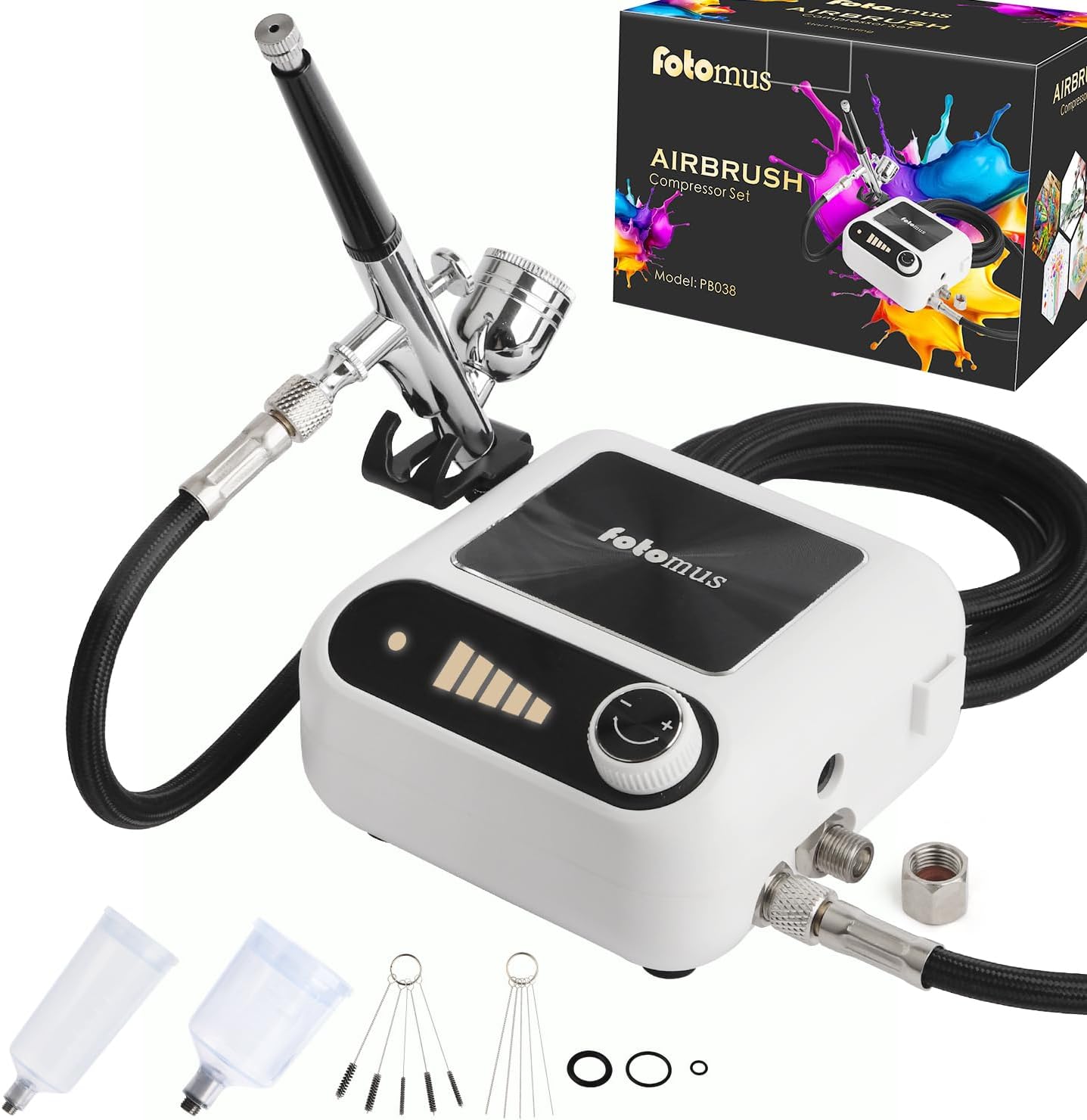 Airbrush Kit with Compressor, Can Connect Two Airbrushes, High-Pressure Air