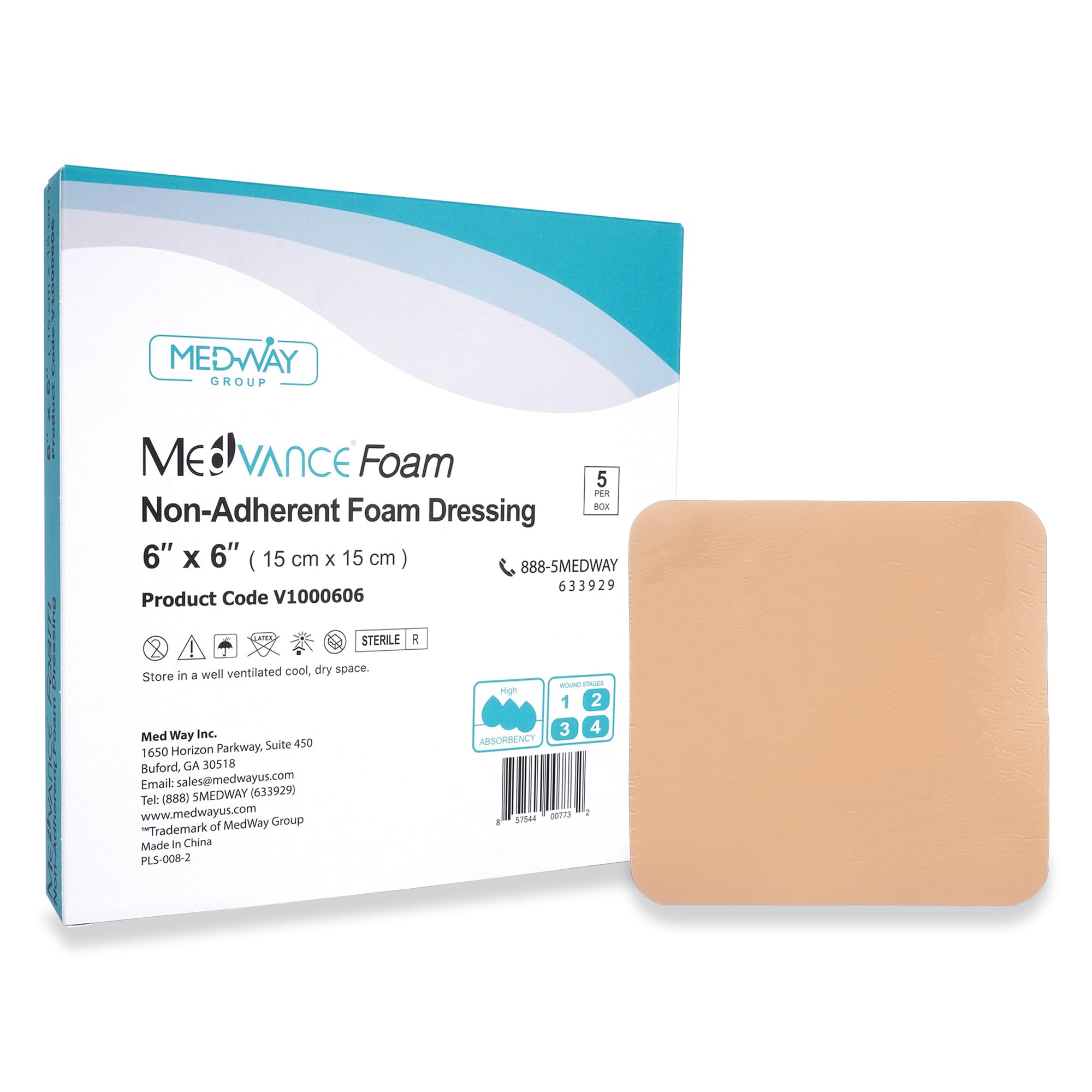 MedVance TM Foam – Waterproof Non-Adhesive Hydrophilic Foam Dressing 6"X6" Box of 5 dressings