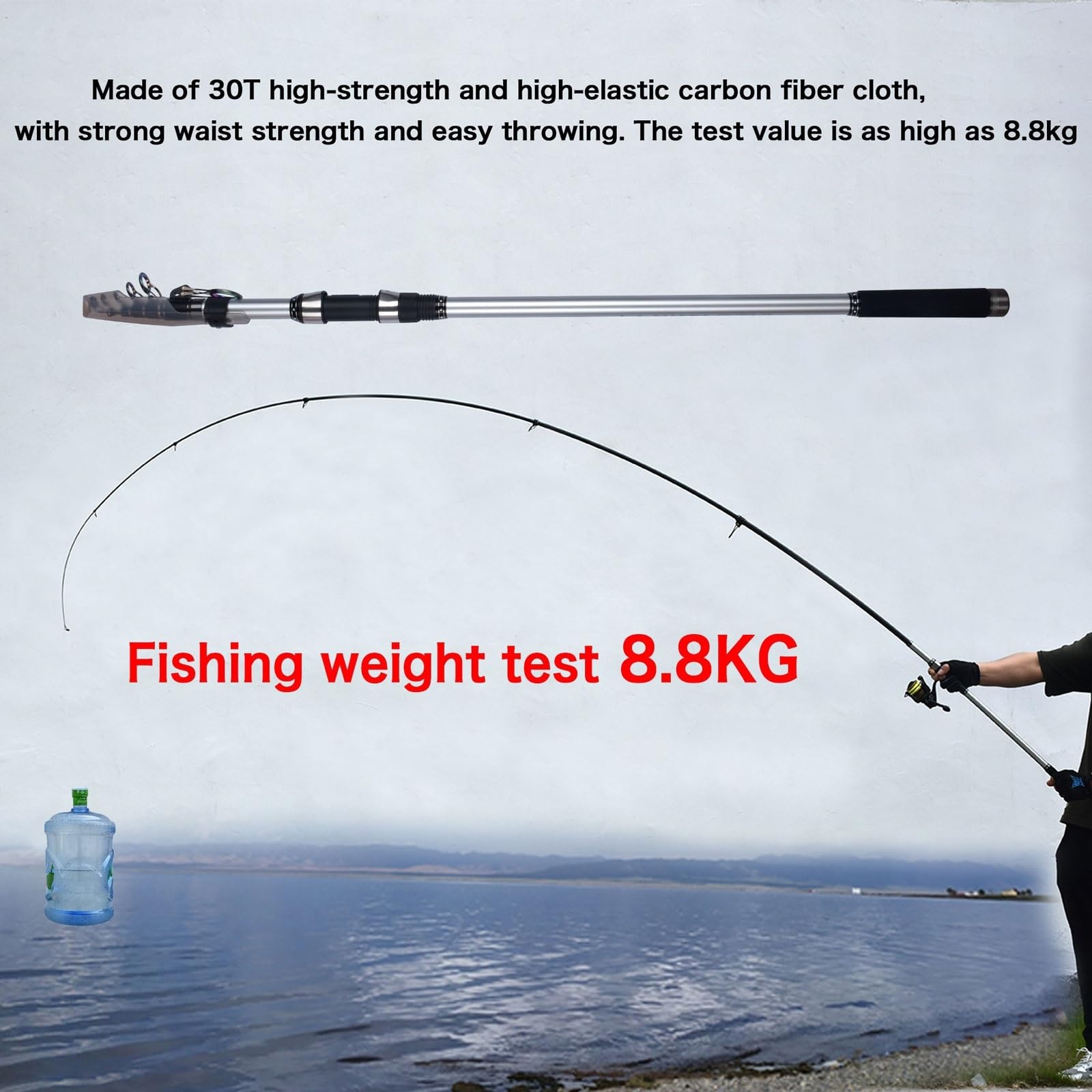 Viajes Caña de Surf 5,0/4,5/4,2/3,9 m, Pesca telescópica, Potencia Viaje, 60-200g, Poste Orilla for Surfcasting Agua Dulce