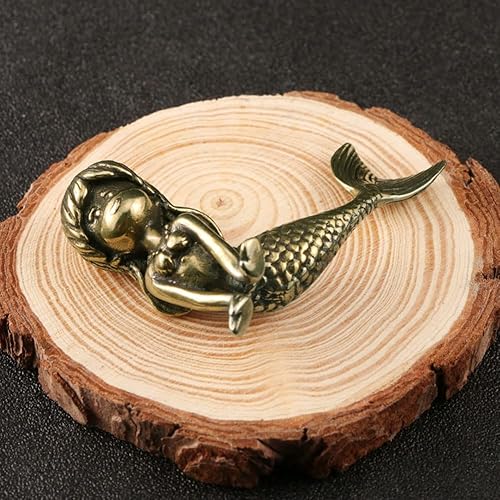 Miniatura 6 de Wwxuanke - 1 pieza de decoración de sirena de imitación de cobre macizo, figuras en miniatura de latón, decoración de escritorio, manualidades,
