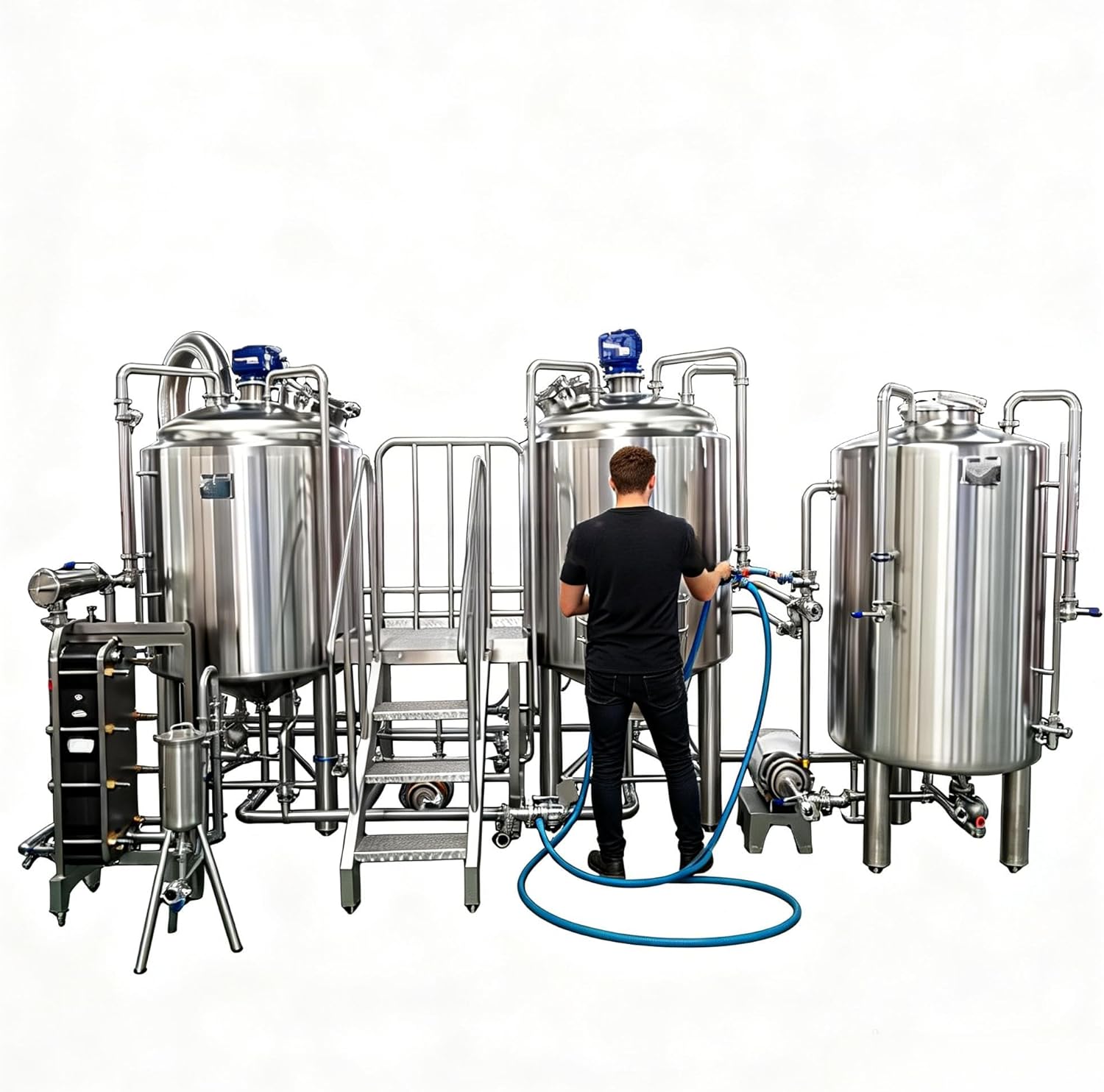 Conical Fermenter - Complete 7 Gallon Stainless Steel Homebrew Fermenter with Thermowell and Tri-Clamp Fittings for Temperature Controlled Fermentation, Pressure Capable Beer Fermenter