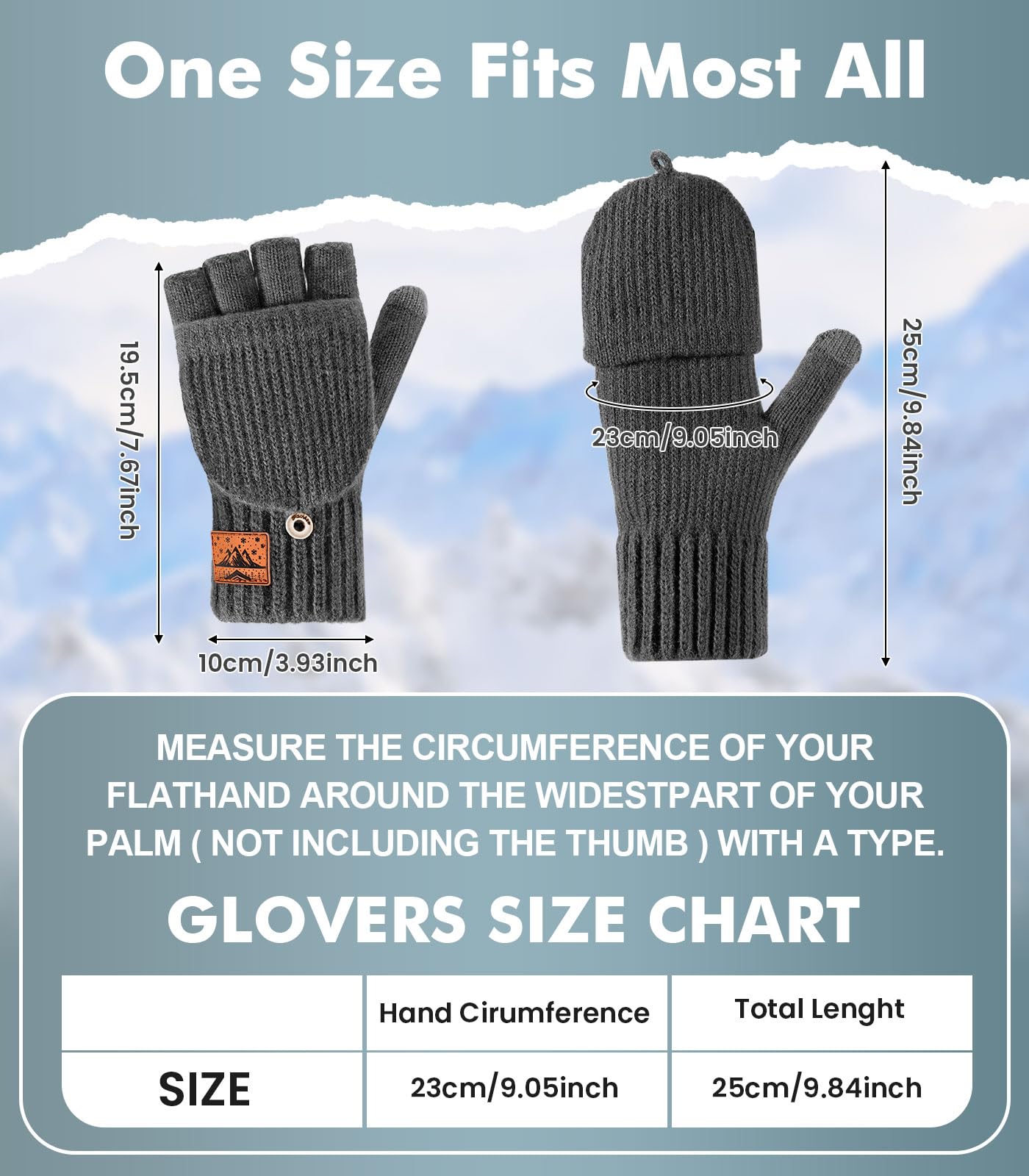 CHENMEI Guanti Invernali in Lana per Donna Uomo - Guanti Invernali Mezze Dita,Guanti a Dita Convertibili,Guanti Senza Dita con Pile di Alpaca,per Attività Invernali per Uomo e Donna