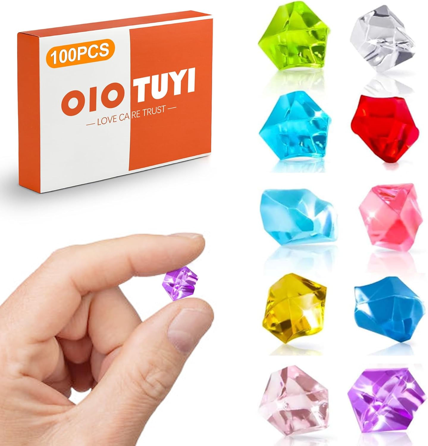 100 sztuk akrylowych kamieni szlachetnych dla dzieci, kolorowe diamenty, kamienie dekoracyjne na urodziny dziecka, dekoracja stołu i do majsterkowania, błyszczące kamienie, kryształy i