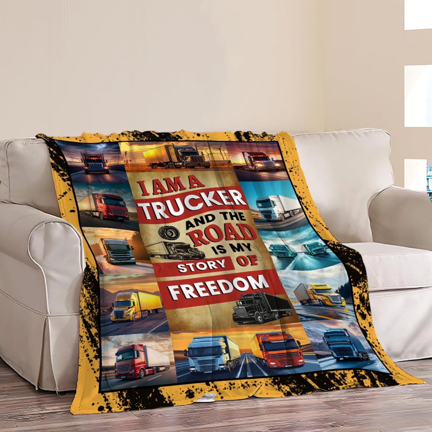 Truck Driver Throw Blanket Semi Trucker Blanket Gifts Stuff Decor Flannel for Lover Men Women 40"x50" - Image 4