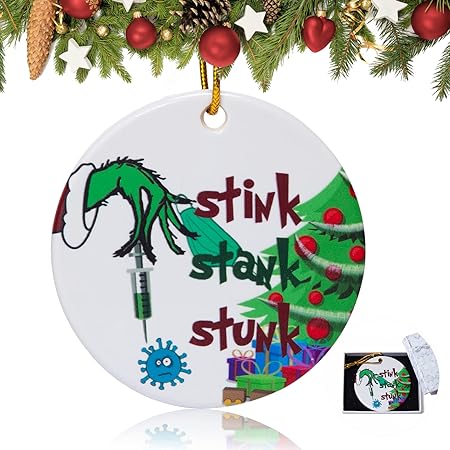 2022 Christmas Ornaments Ceramic Xmas Tree Hanging Pendant, Personalized Theme Funny Xmas Thief Hand Ornament with Gift Box , Well-Crafted Christmas Tree Decorations Funny Gifts for Family Friends