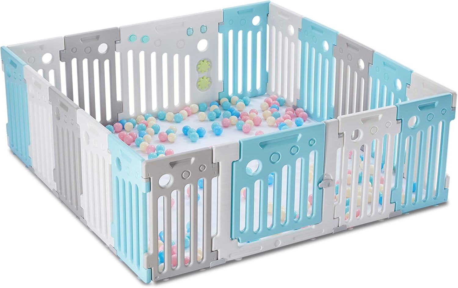 Parc Bebe Pour La Securite Enfants Barriere En Plastique Materiau Pehd Interieur Exterieur Jardin Bleu 16 2 Panels Amazon Fr Bebe Et Puericulture
