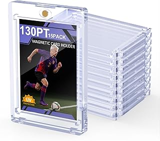 SAMYUCHO 130PT 15 Pack Magnetic Card Holder for Trading Cards, One Card Touch Holder, U-V Protector Baseball Card Hard Plastic Cover for Football Basketball Sports Game