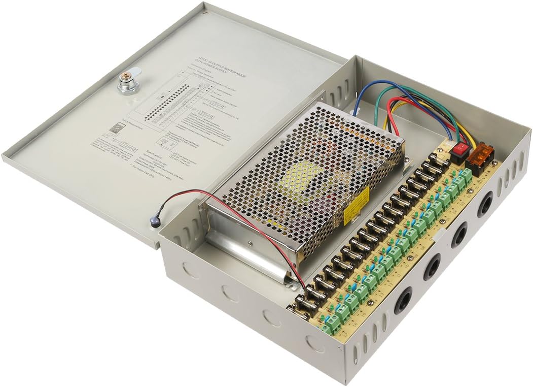 DC 12V 20A 240W 18 Channel Port Output CCTV Distributed Power Supply Box Key Lock for Security Camera (eb0120fb848f2d32e9fc69ae50133aa5)