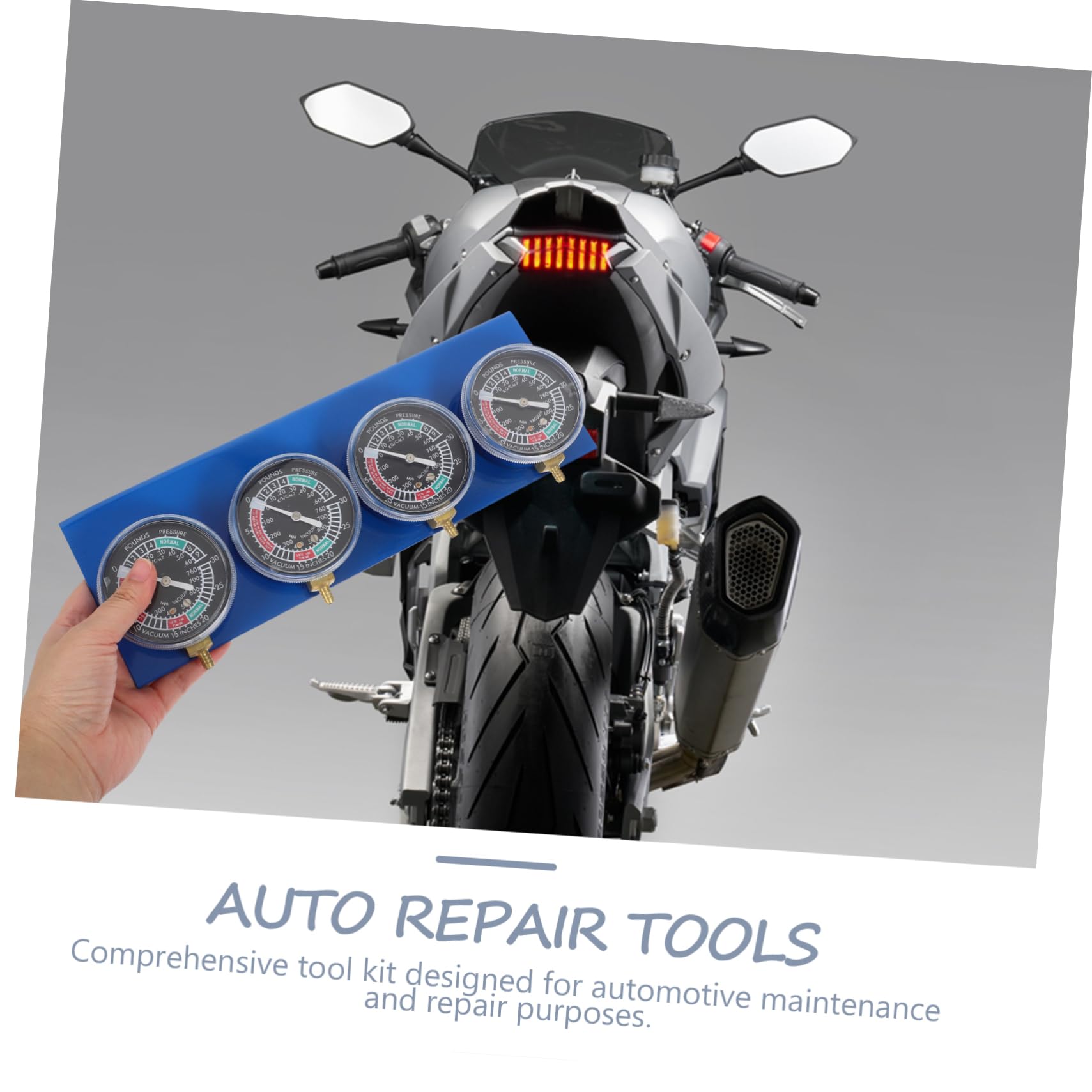 Ciieeo Manomètre à Vide 4 Cylindres Kit Complet Réglage Carburateurs Moto Outil Diagnostic Automobile Entretien