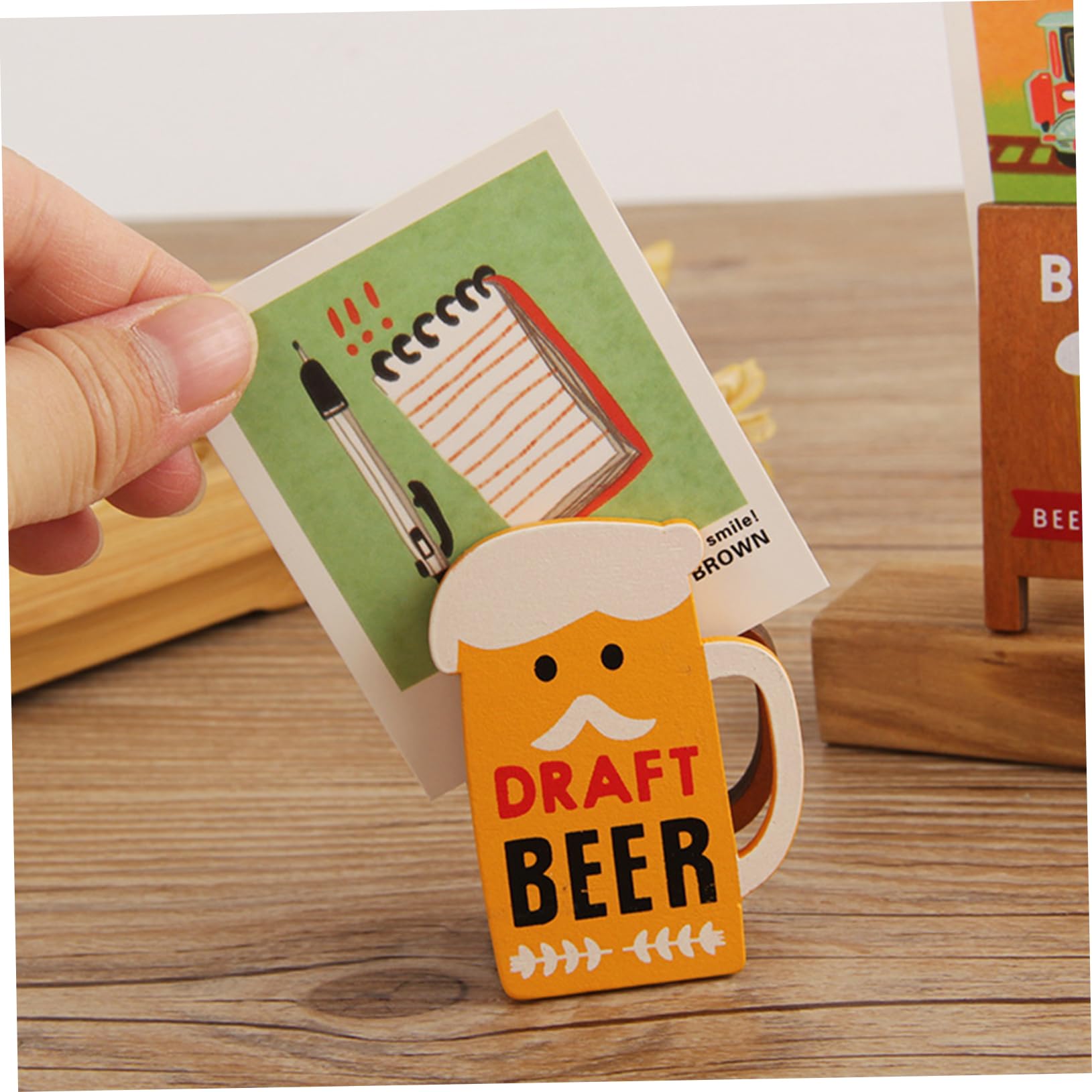 TEHAUX 25pièces Clips à Messages Multifonctionnels Bois Support De Mémo Décor De Bureau Pour Photos Et Notes Style Original Avec Motifs Variés