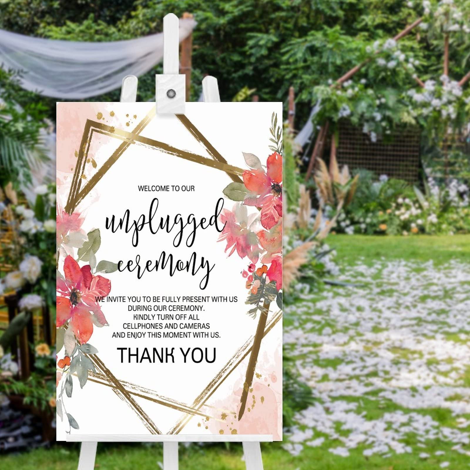 Panneau de bienvenue en bois pour mariage en plein air 76x50 cm