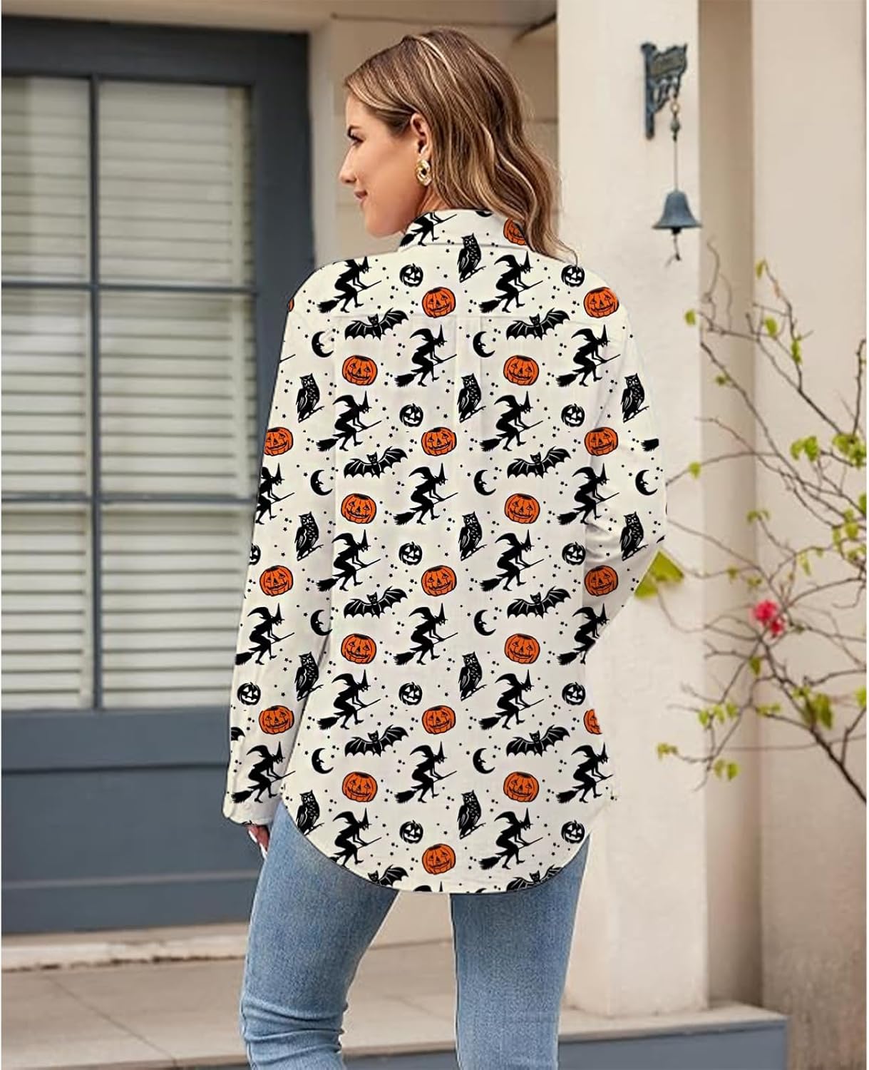 Hawaiian Button Down Shirts for Women Halloween Thankgiving Christmas Valentines St Patricks Long Sleeve Tops Blouse - Image 2