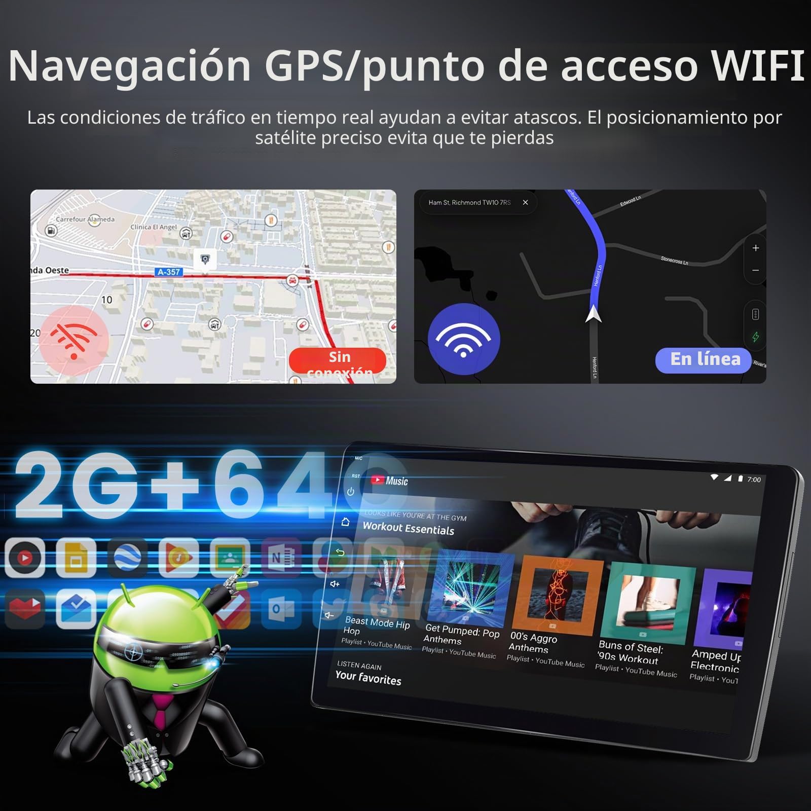 Hodozzy 2G+64G Radio para Toyota RAV4 2007-2012 con Carplay Android Auto
