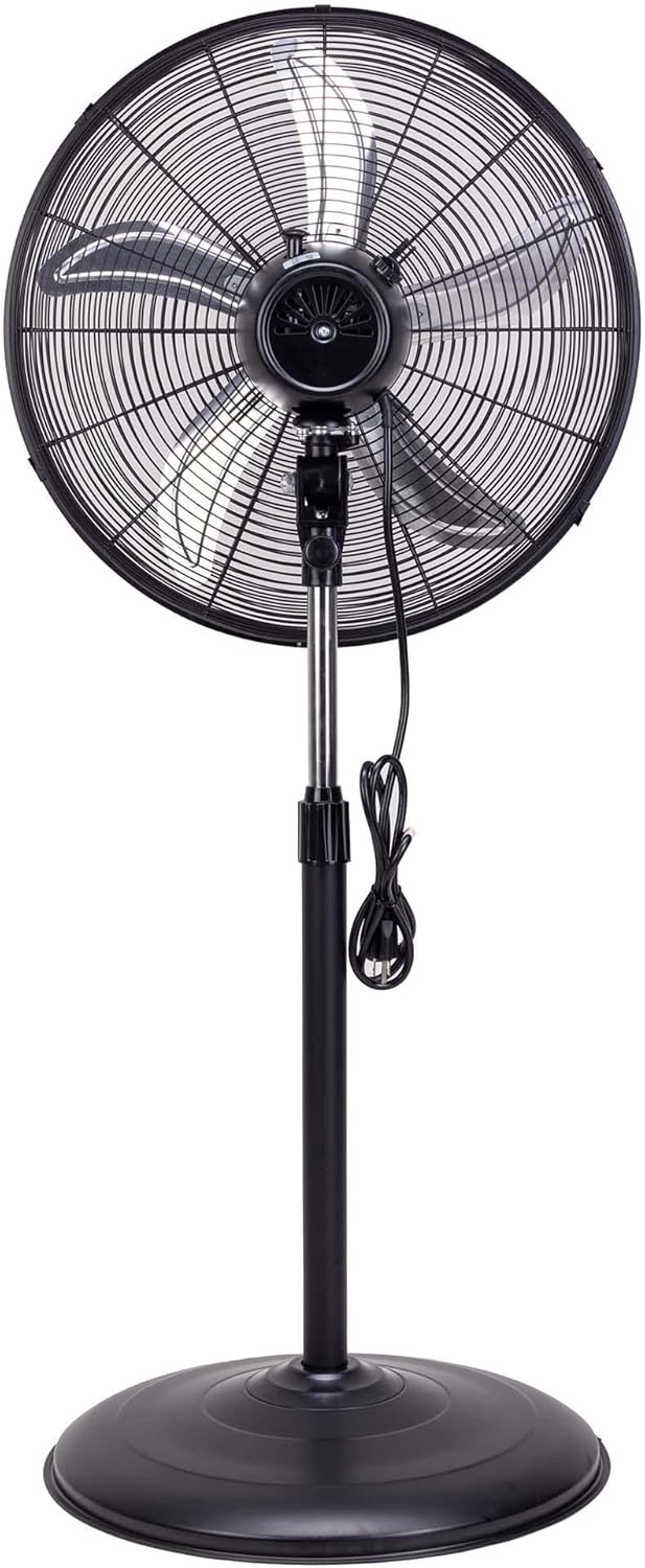 Black Friday - 80% OFF Tornado - 20 Inch Heavy Duty Industrial Pedestal Stand Fan with Aluminum High Speed Blades Oscillating Movement and Adjustable Height - UL Safety Listed