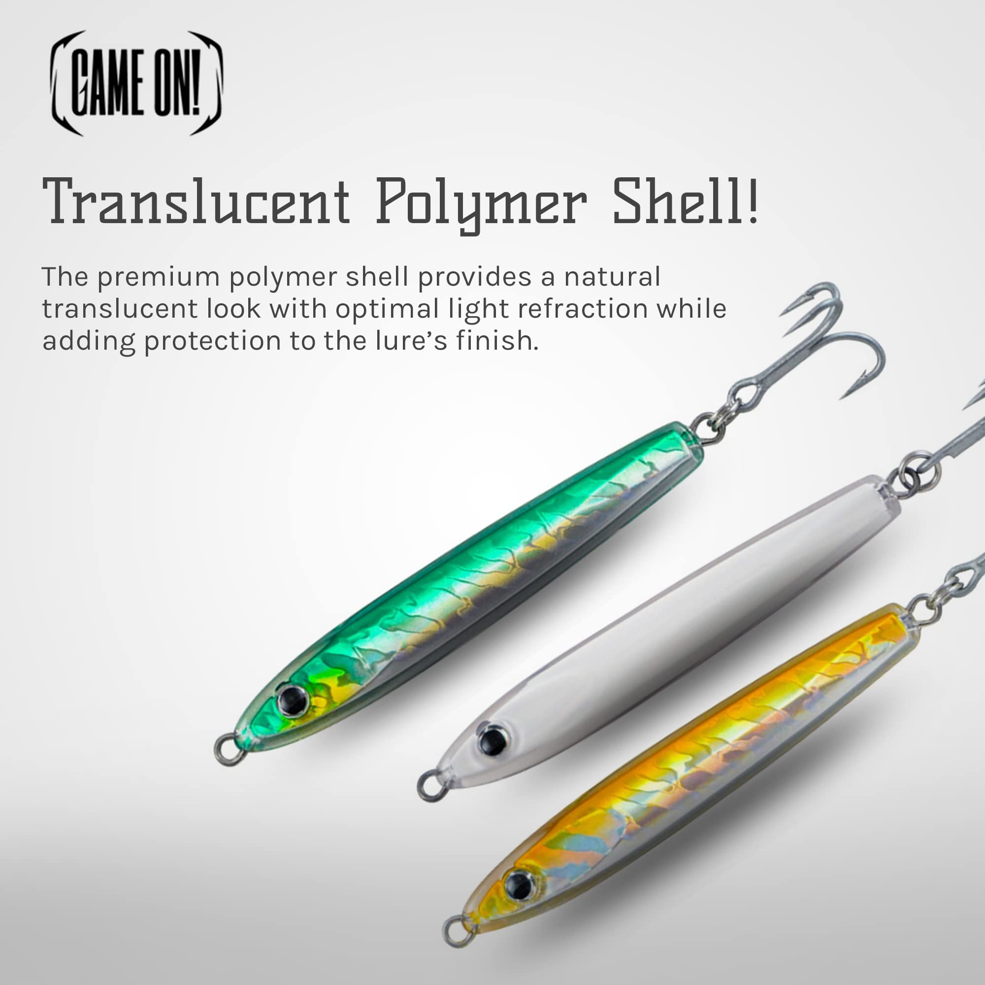 Game On! EXO Jigs™Electric Blue 2.5” 0.75 oz - Shatter Resistant Fishing Jig - Saltwater Fishing Lures - Saltwater Lures for Long-Distance Casting
