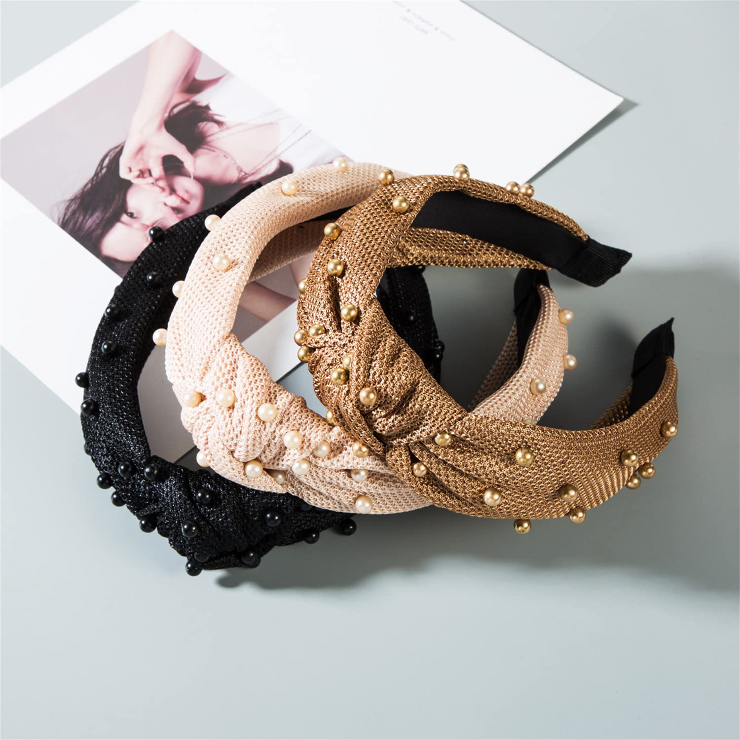 Cerchietto per capelli in velluto di seta con fiocco in filo metallico, accessorio per capelli da donna - Italia