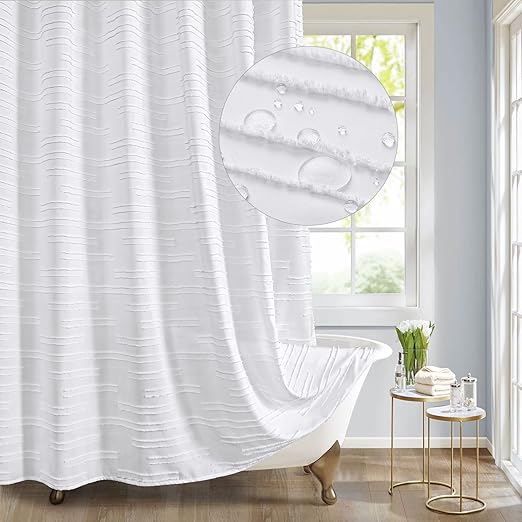 MitoVilla Extra Long Shower Curtain 72 × 84, Modern Farmhouse 84 inch Shower