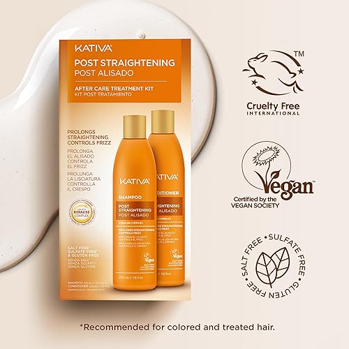 Miniatura 7 de Kativa Post-Straightening Hair Care Kit – Salt-Free Shampoo & Conditioner with Vegetal Keratin & Hyaluronic Acid – Helps Prolong Straightening up to