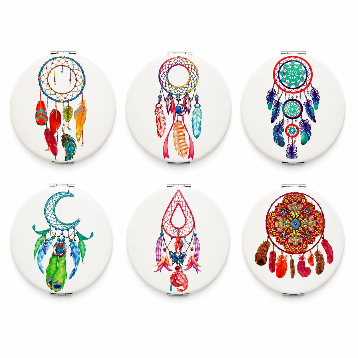 Compact Pocket Mirror, Double-Sided with Magnifying Mirror, Round, 7 cm, Travel Friendly Any Random Design, 1 Pcs-image-48