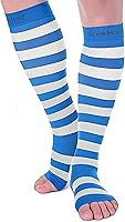 Vista 11 de Doc Miller Calcetines de compresión para mujeres embarazadas – pantorrilla ancha, puntera abierta, manga de rodilla de 15-20 mmHg, medias