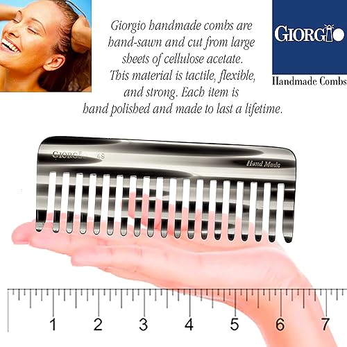Miniatura 2 de Giorgio G49 - Peine desenredante grande de grafito de 5.75 pulgadas, dientes anchos para cabello grueso y rizado, peine desenredante de cabello
