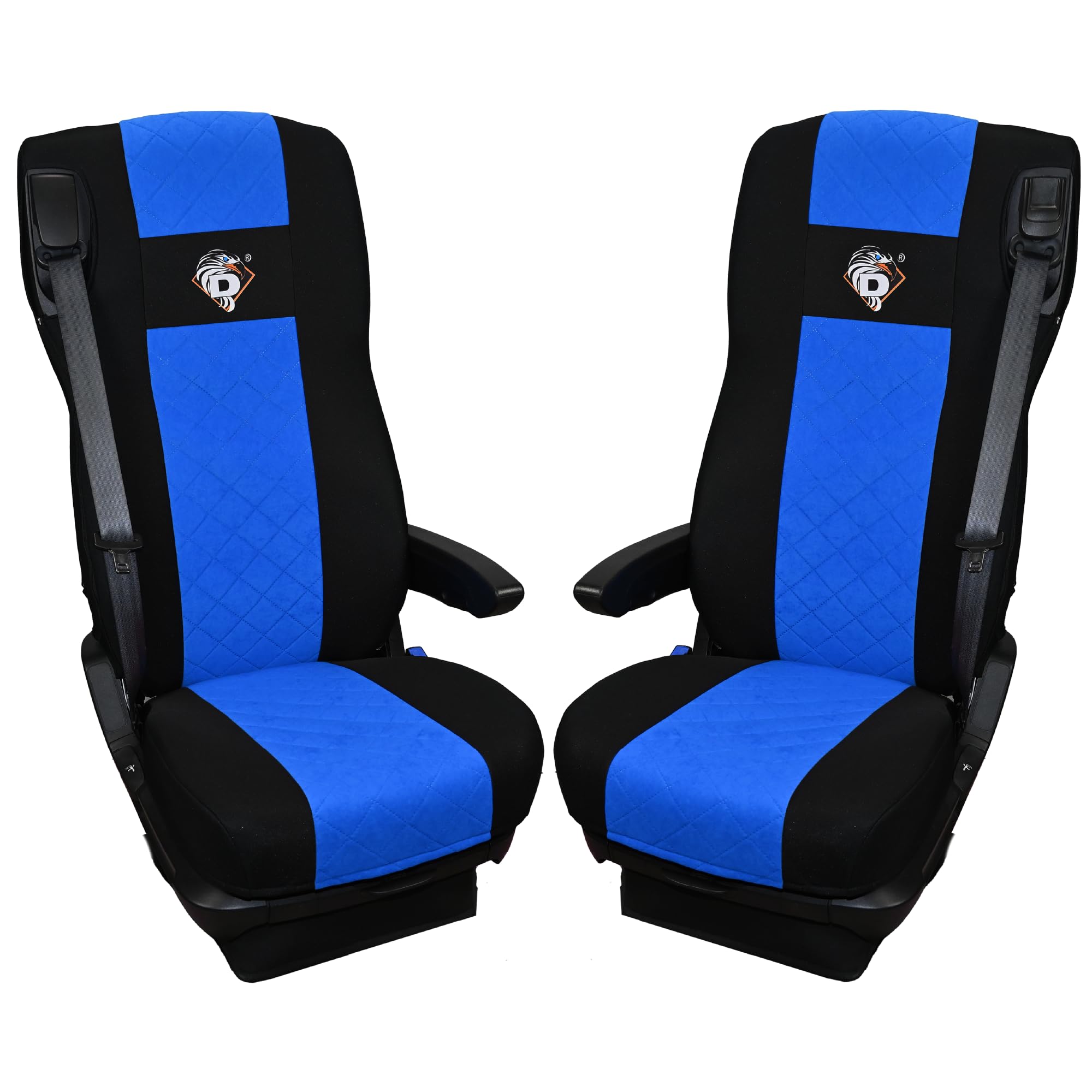 SABA Funda de Asiento para DAF 105 XF 2012, 106 XF 2013, XG, XG+ 2022, 2 Cinturones de Seguridad Azul Accesorios de protección para Asientos de Camiones