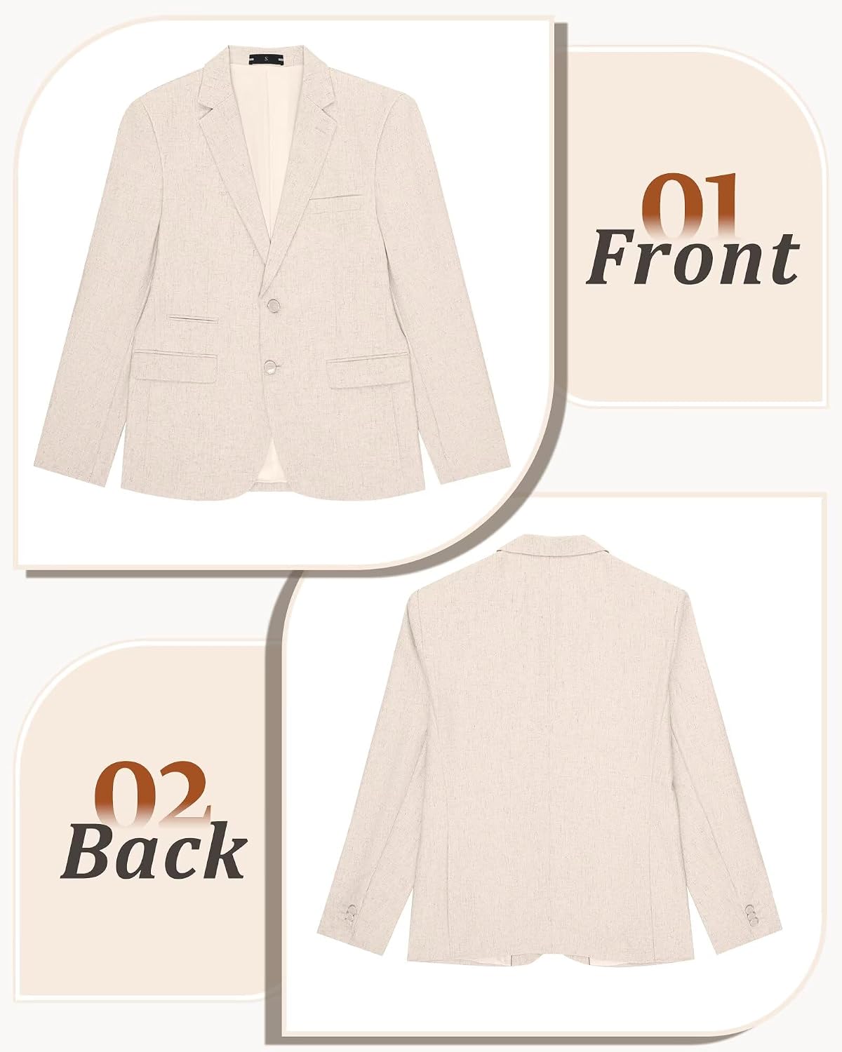 Linen Boys Blazer Slim Fit Casual Sports Coat Summer Suit Jacket Tux Outfit