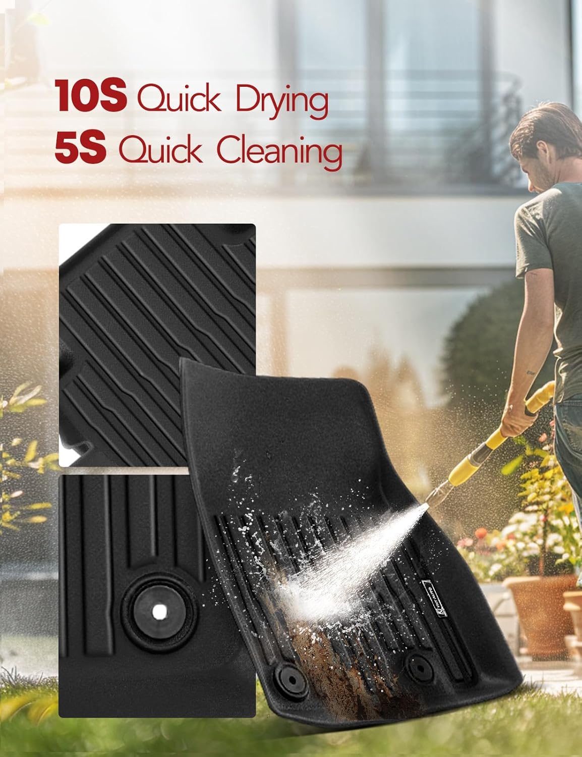 YHTAUTO Floor Mats & Cargo Mat Compatible with Mazda CX-50 2023-2025, TPE Floor Liners All-Weather Protection Custom Fit, 1st & 2nd Row & Trunk Mat, Set of 4 Black - Image 9