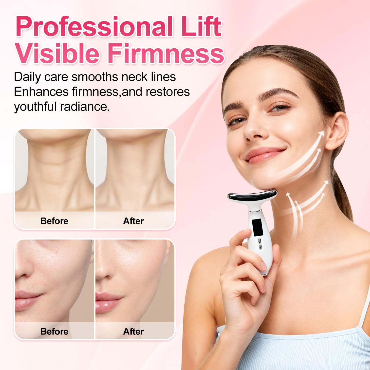 Facial Beauty Massager Device,3 Mode Multifunctional 7 Color Electric Face & Neck Beauty Massager Tool, Portable Face Sculpting Wand - Image 5