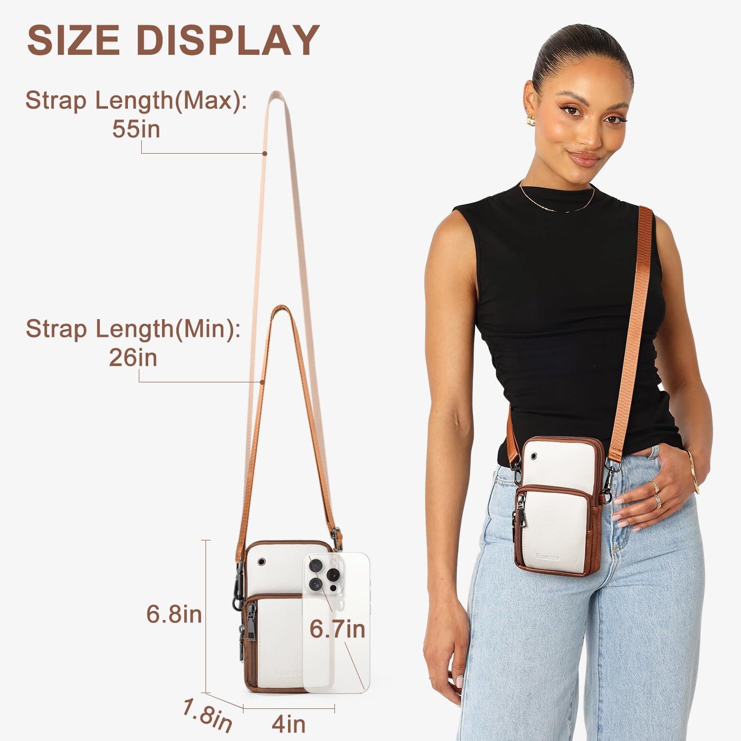 Bluome Small Crossbody Phone Purse for Women –PU Leather Crossbody Handbag Wallets Shoulder Travel Bag with Headphone Jack - Image 2