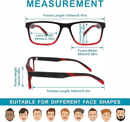 Miniatura 5 de acavefox Paquete de 4 lentes de lectura para hombre, lectores, computadora, bloqueo de luz azul, lentes cómodos con bisagra de resorte