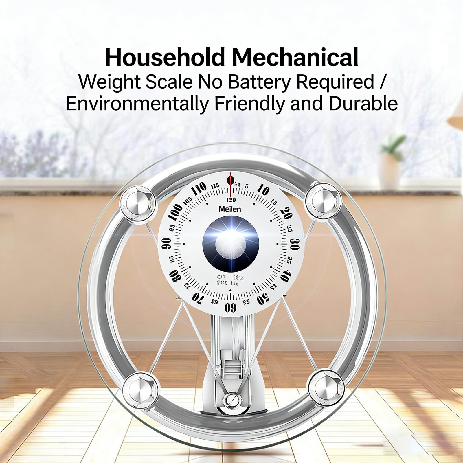 Báscula mecánica de baño, báscula analógica profesional, capacidad de 120 kg, esfera grande de 155 mm, vidrio templado, ideal para uso doméstico y gimnasio