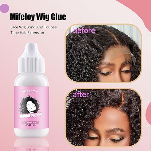 Miniatura 3 de Juego de peluca de encaje frontal de 6 piezas, pegamento invisible de repuesto, removedor de pegamento de peluca, barra de cera para peinar, gorras