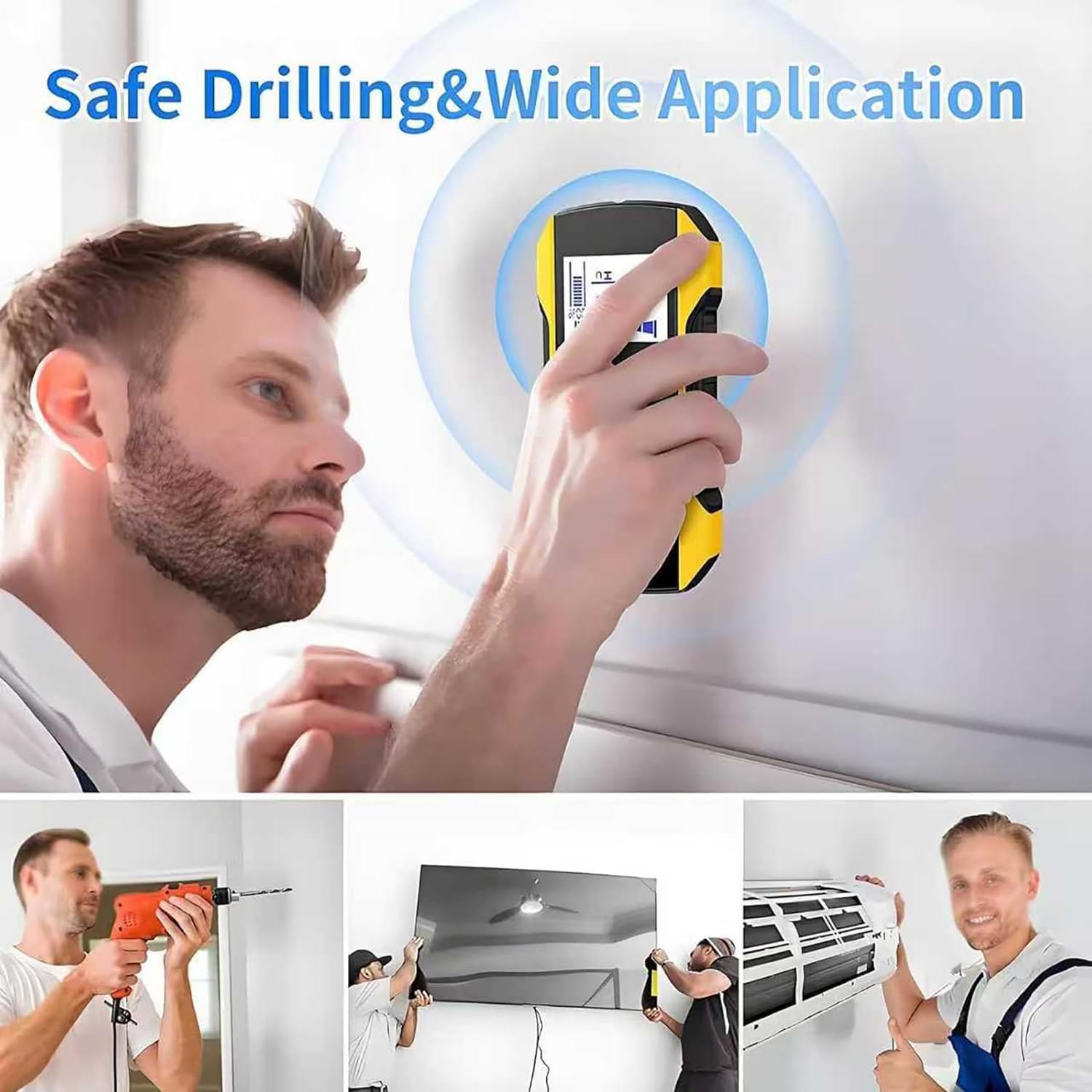Electronic Wall Stud Finder, Multifunctional Wall Detector, with LCD Display, 3 Detection Modes, 120mm Accurate Detection, for Home and Road Renovation