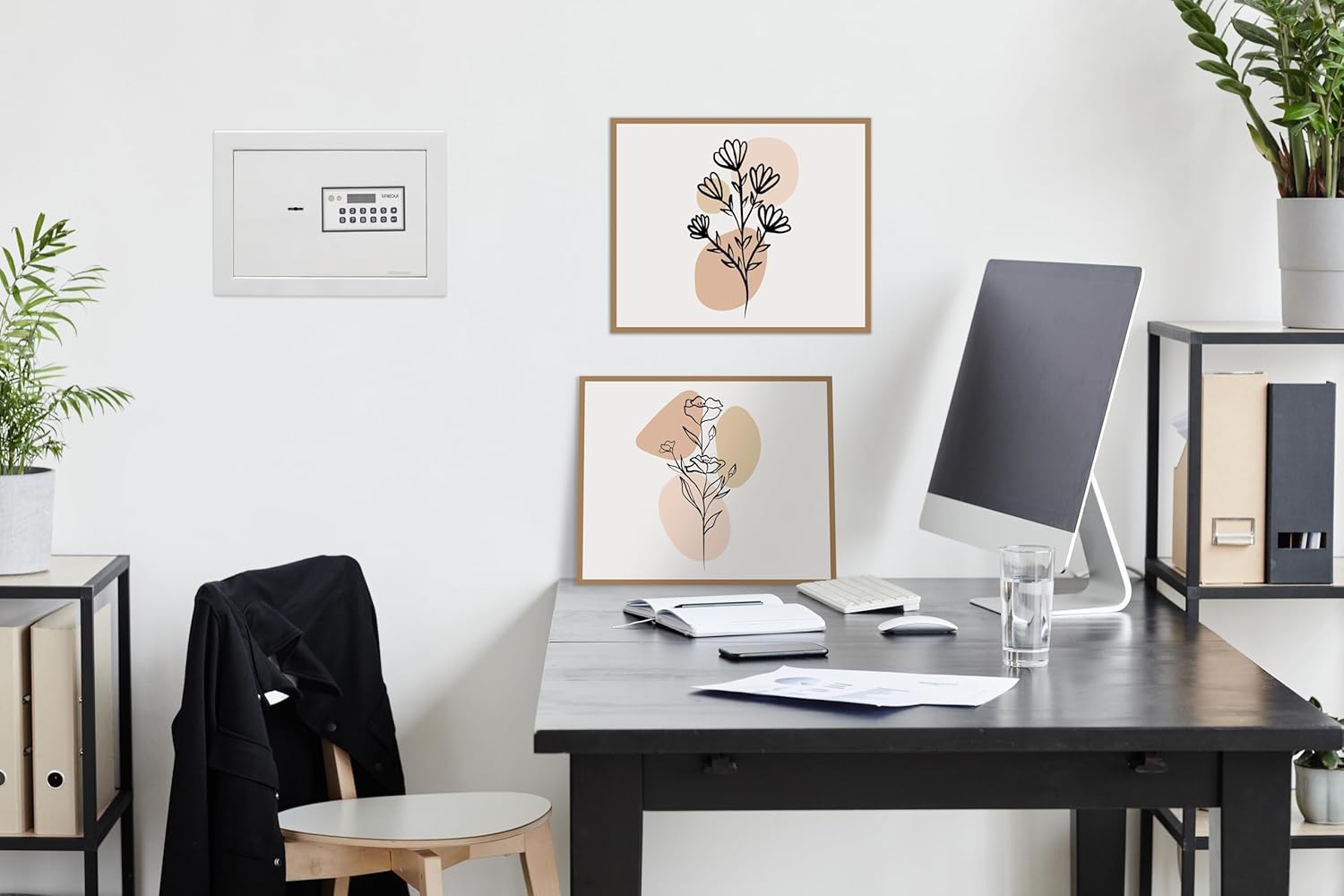 ARREGUI Magna 591020 Built-in Safe with Code and Key, Double Security with Extendable Base for Money, Electronic Wall Safe for Home or Office, 26 x 36 x 15-25 cm, 14-23 L