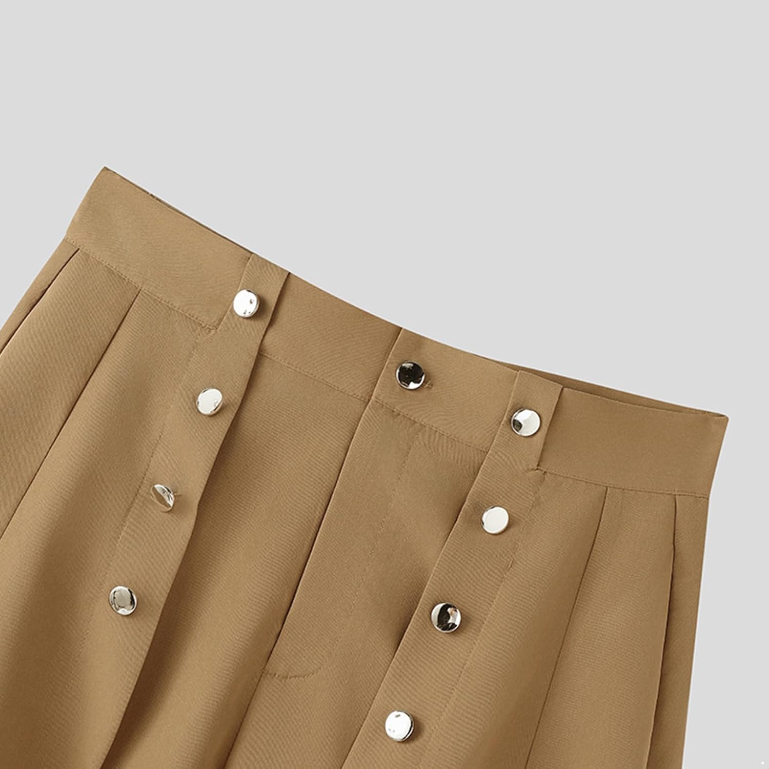 YEAHDOR Mens Steampunk Tailcoat Fashion Pants with Attached Long Tail Buttons Straight Long Pants Cosplay Costume for Halloween Khaki Medium
