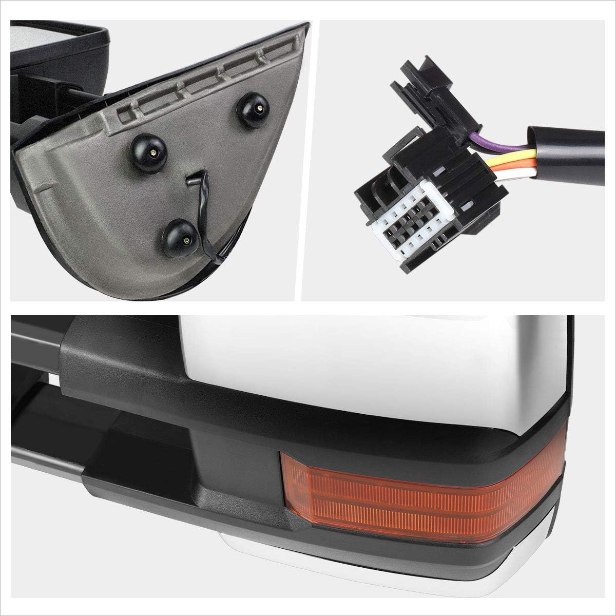 [Pair] Manual Telescopic Tow Towing Mirrors Side Mirrors w/Amber Signal Compatible with 07-14 Chevy/GMC GMT900,Chrome