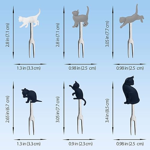 Vista 33 de Cucharas y tenedores para aperitivos, 6 piezas, dinosaurio, acero inoxidable y silicona, pequeñas cucharas de cóctel y tenedores para frutas, queso