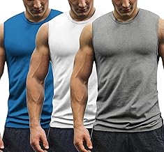 COOFANDY Tank Top Men 3 Pack Sleeveless Tshirt Gym Vests for Men UK Slim Fit Gym Tops Running Top Muscle Shirts Undershirt Activewear Workout Tops Light Blue/White/Gray M