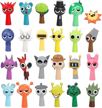 KFSCIP 24 PCS Sprunki Action Figures Toys Set, Colourful and Strange Figures Big Eyes 4-5cm Mini Toys, Sprunkis Wenda Statue, Sprunki Cartoon Characters for Any S-prunki Games Fan Girls and Boys