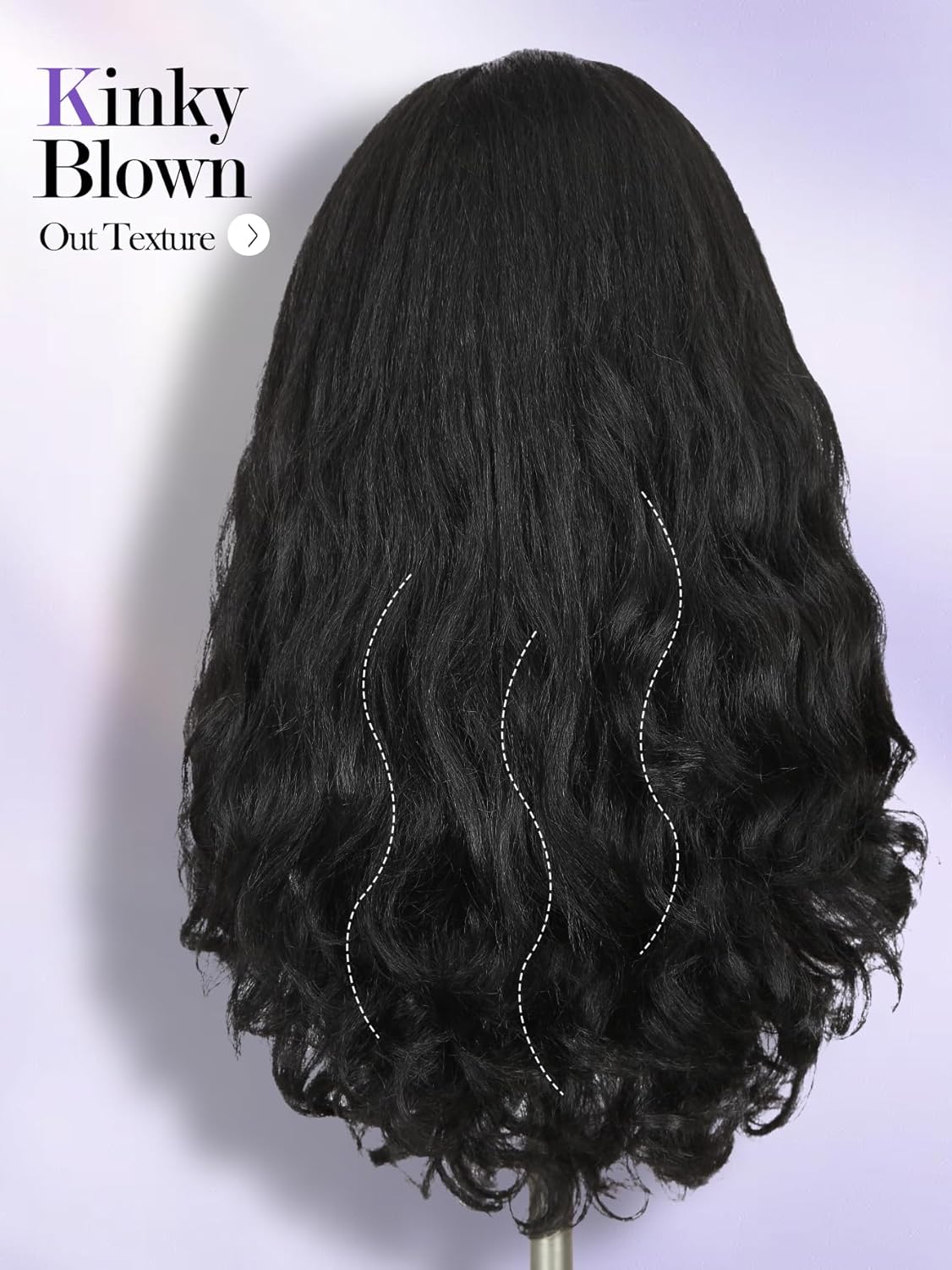 FANCEE Yaki Wavy Headband Wigs for Black Women 26 Inch Black Kinky Straight Wear and Go Wig with Curly Wavy Ends Synthetic Glueless Half Wig with Headbands Attached Blow Out Style Natural Hair Texture