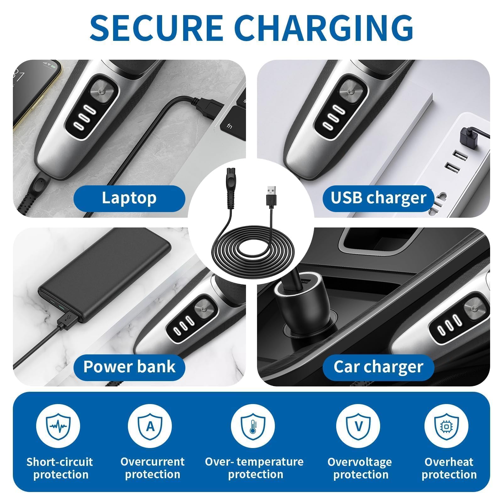 5V USB Caricatore per Philips Rasoio Elettrico per QP2824 QP2734 QP2724 MG5920 MG7920 MG7940 S3145 BT3233 X3001 MG5940 QP2834 X3053 X5004 S7887 S5887 S3241