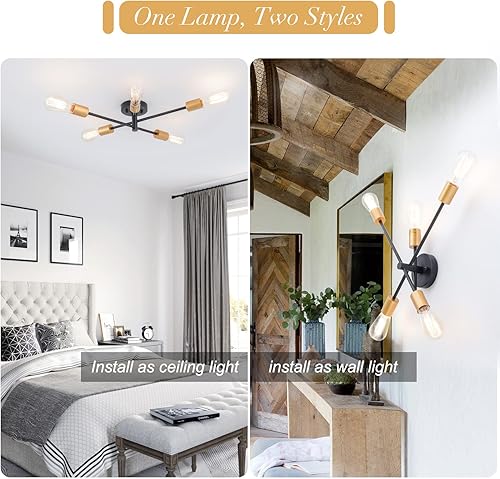 Miniatura 2 de Lámpara de pared moderna, luces de pared para sala de estar, luz de baño, luz industrial de tocador de baño, lámpara de montaje empotrado Sputnik de