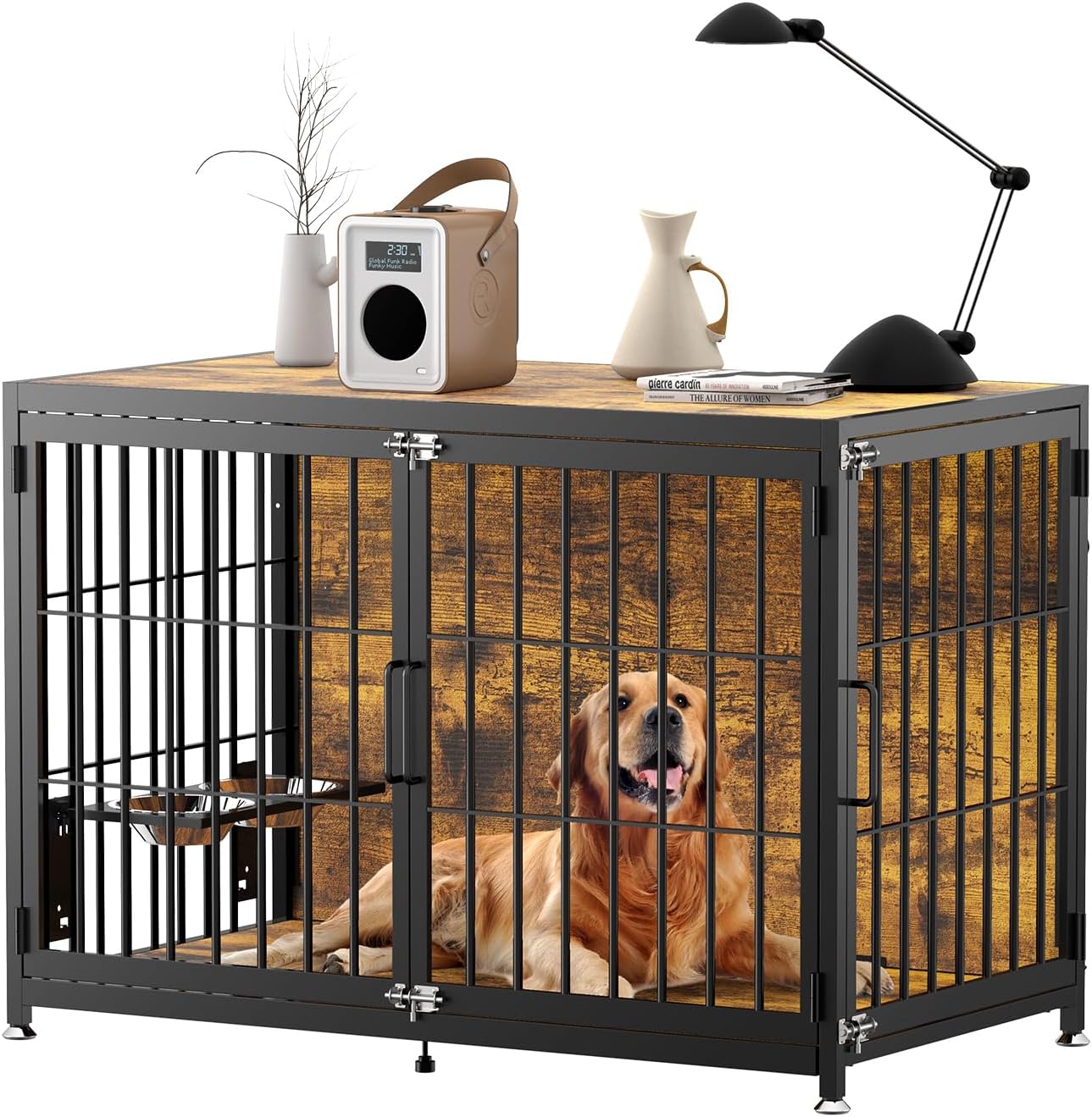 Amazon FUNZEAL 40 Inch Dog Crate Furniture With Bowls No Screws amazon-funzeal-40-inch-dog-crate-furniture-with-bowls-no-screws