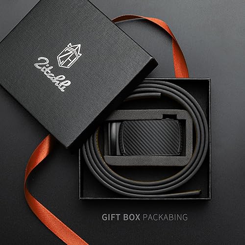 Miniatura 5 de Zitahli Cinturones de trinquete para hombre, ajustable para regalo, cinturón de cuero para vestido y ribete casual para ajustar, accesorios