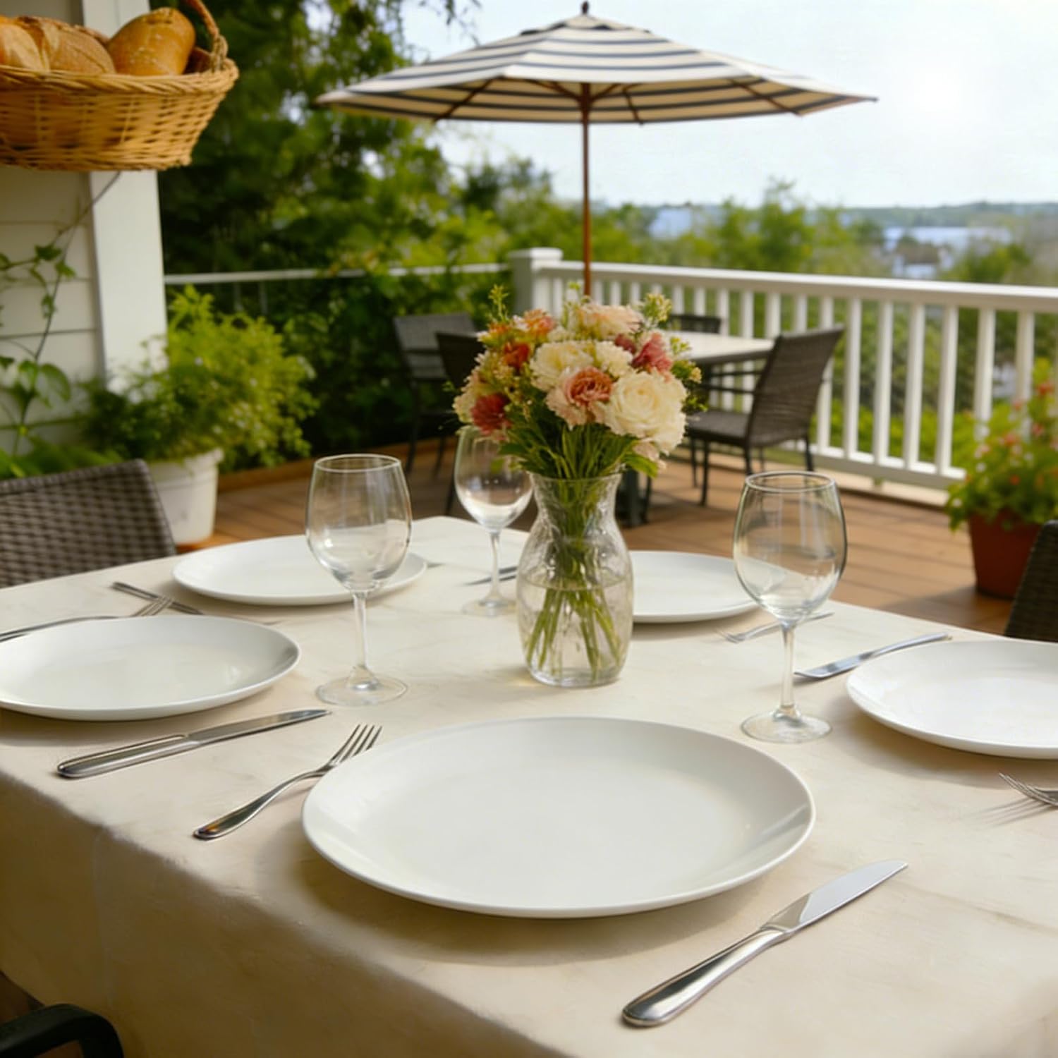 6-Piece 11-inch Melamine Plates，White Dinner Dishes Sets of 6