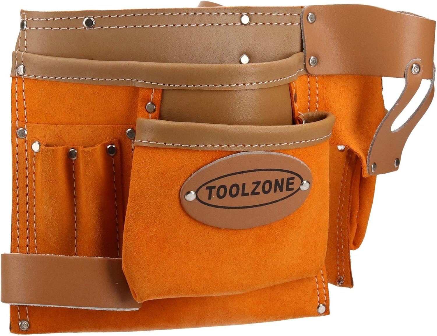 Suede and Leather Double Tool Roll 10 Pouch Holder Adjustable Belt Buckle